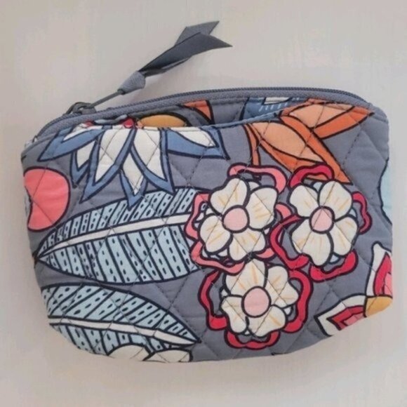 NWT Vera Bradley Cosmetic Mirror Bag Tropical Eve Grey - Picture 1 of 3